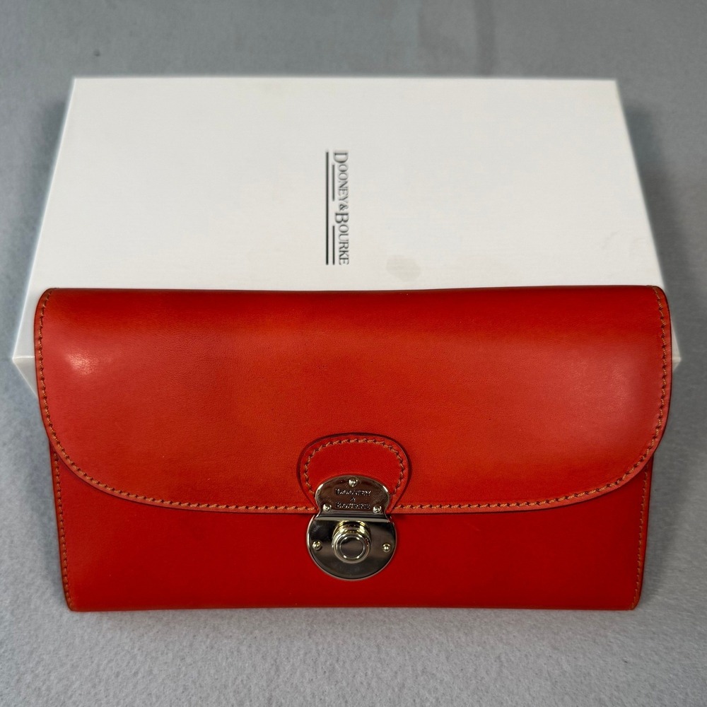 Dooney & Bourke Red Leather Organizer Wallet MBS46 RD Made in Italy with Box
